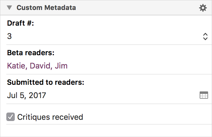 Metadata in the inspector