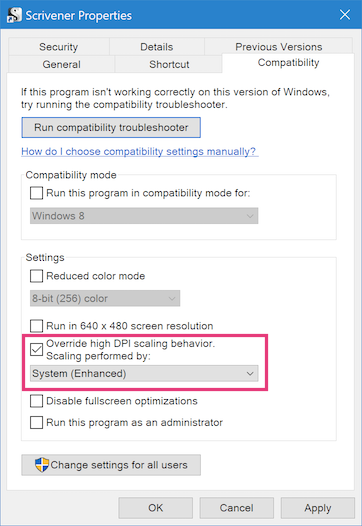 Scaling On Hidpi Displays Windows Troubleshooting Knowledge Base Literature And Latte Support